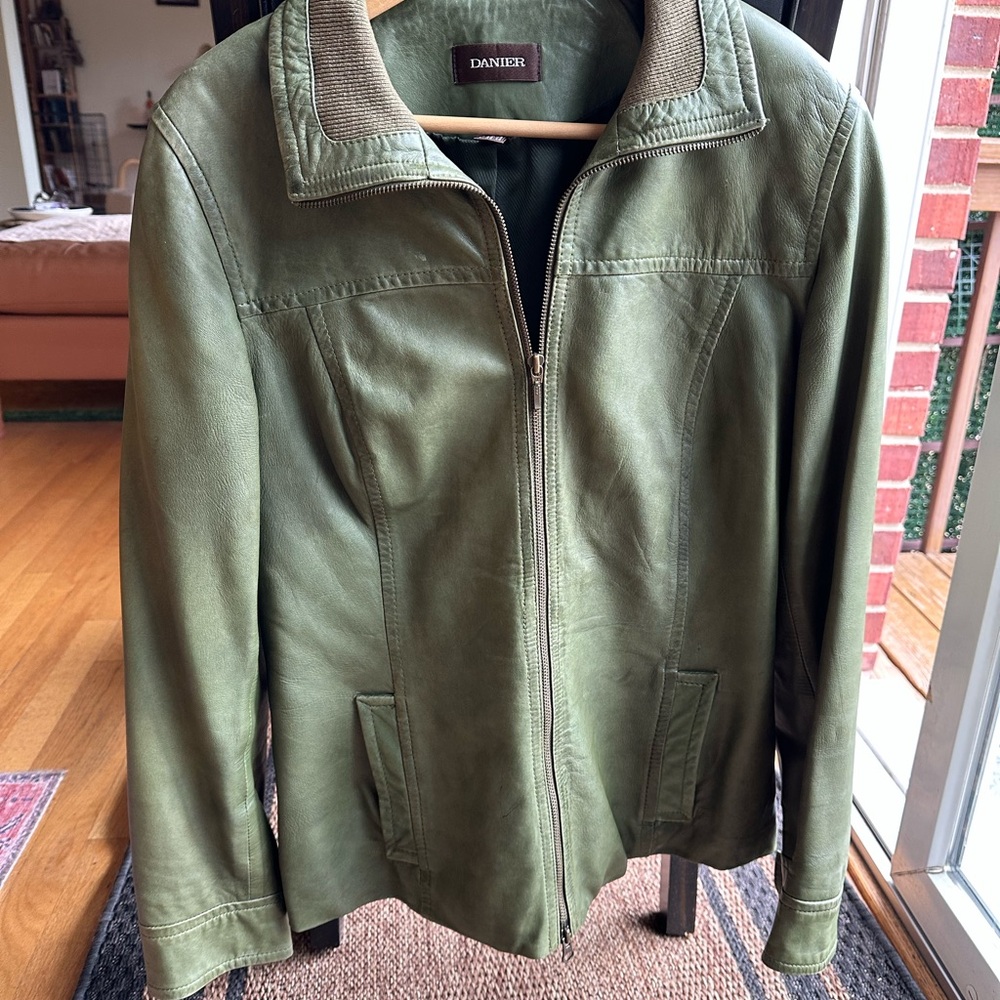 Danier Green Leather Jacket Sleek and Sophisticated